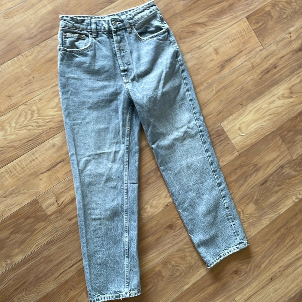 Zara Grey High Waisted Straight Leg Jean